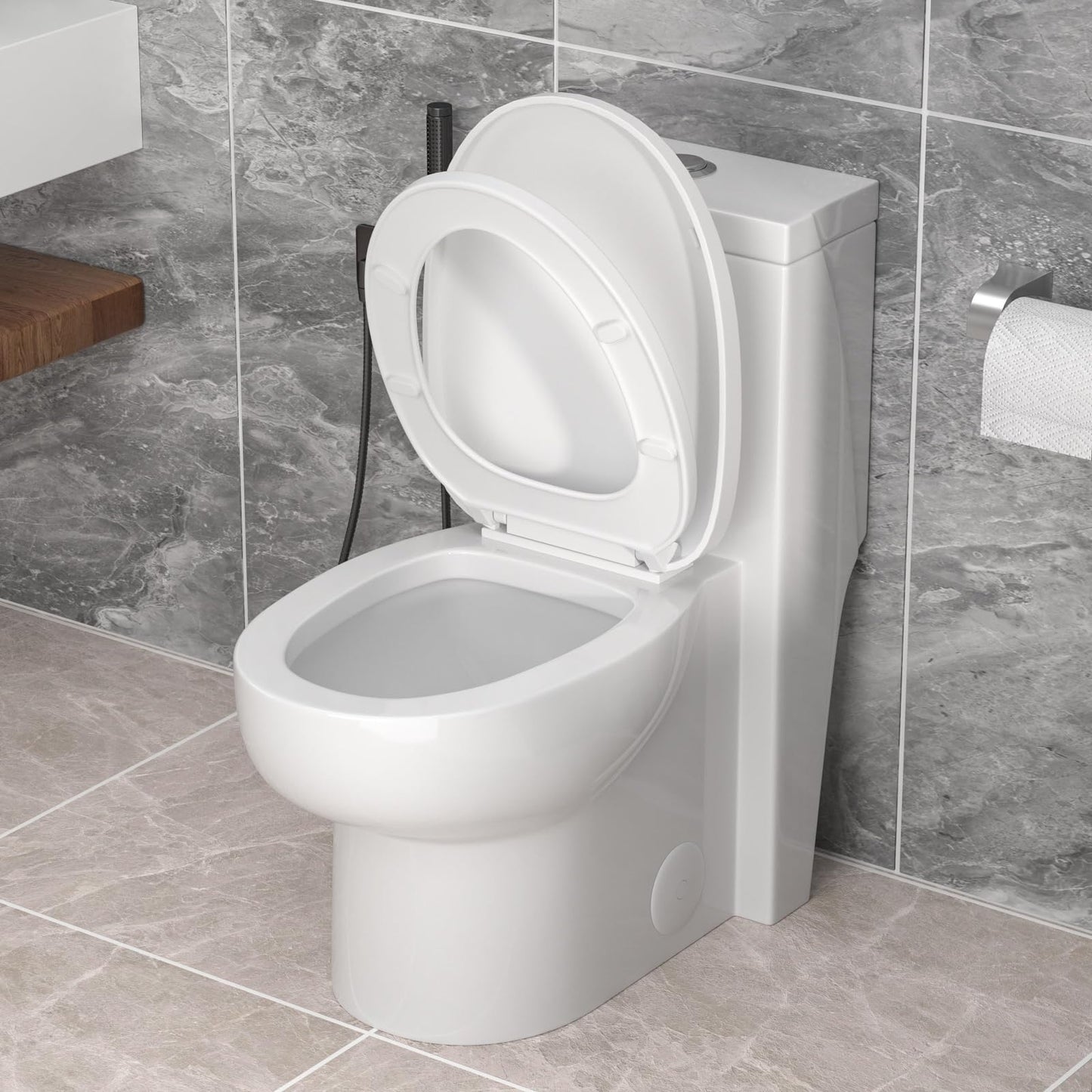 Donsdey One Piece Tolilet- 12 Rough-in Compact Toilet with Dual Flush 1.1/1.6 GPF Water Saving Fully Glazed and Skirted Trapway Easy to Clean Powerful Flush of 1000g MAP