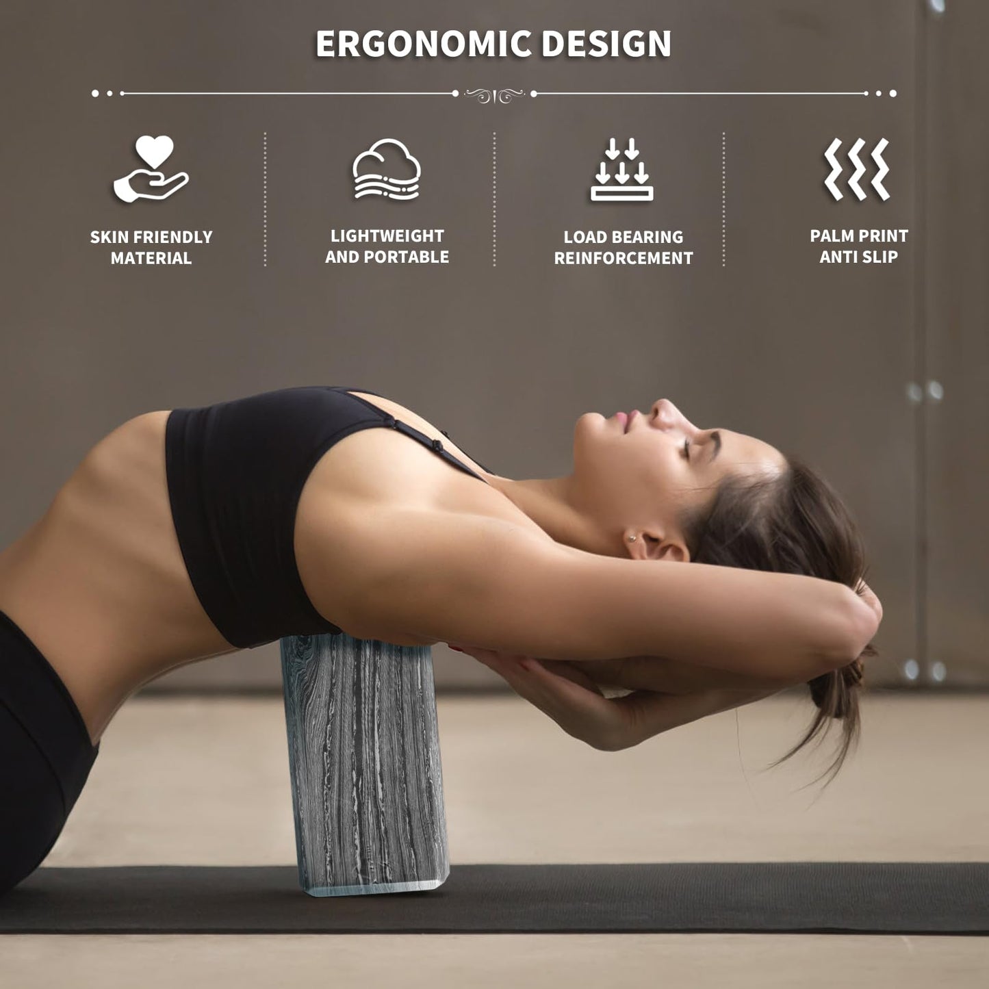 2-Pack Yoga Blocks, High-Density 9"x6"x3" Yoga Brick Foam Blocks Non-Slip EVA Foam Block Yoga Props Accessories for Yoga Pilates Stretching and Meditation (Camo Black)