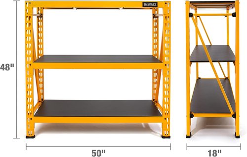 DEWALT Heavy-Duty 4-Foot Tall 3-Shelf Industrial Storage Rack - 4,500 lb Capacity, Metal Shelving