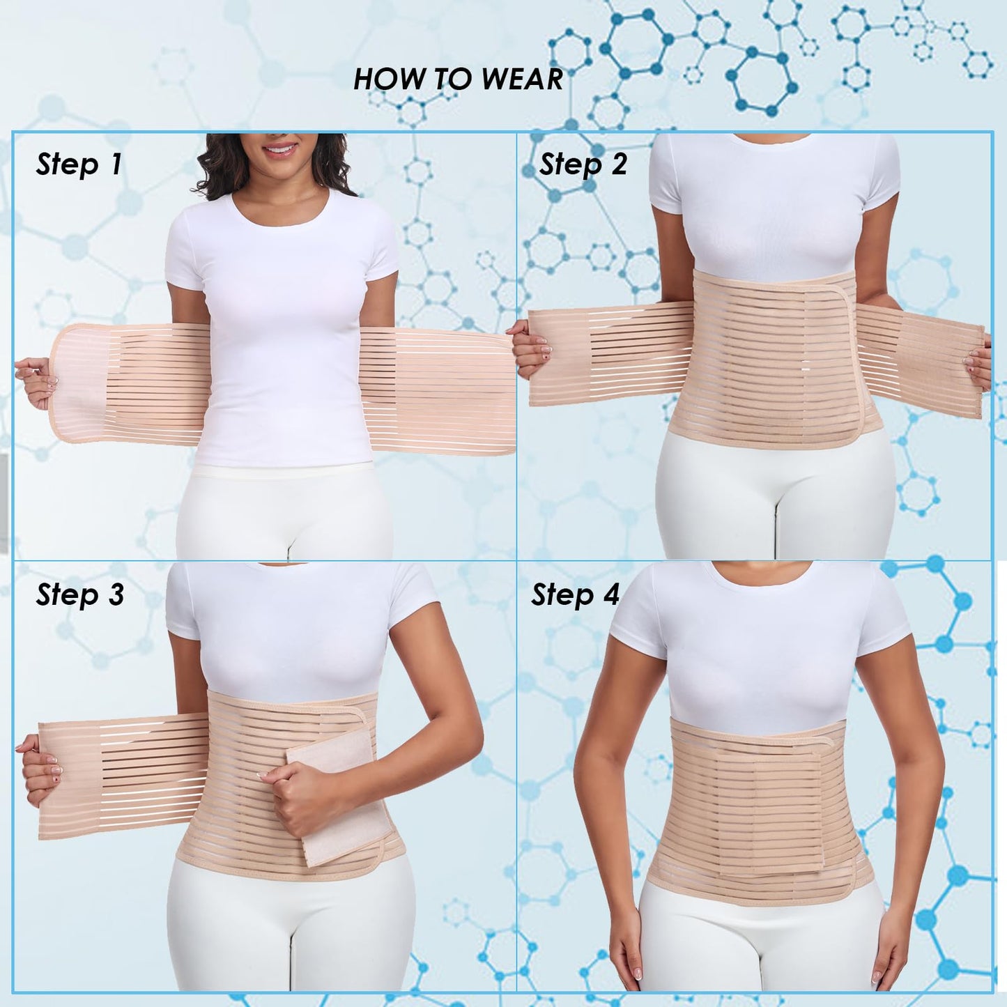 Postpartum & Post Surgery Abdominal Binder. Postpartum Belly Band Support Recovery after C-Section, Natural Birth, Hysterectomy, Hernia Belt (Beige,L)