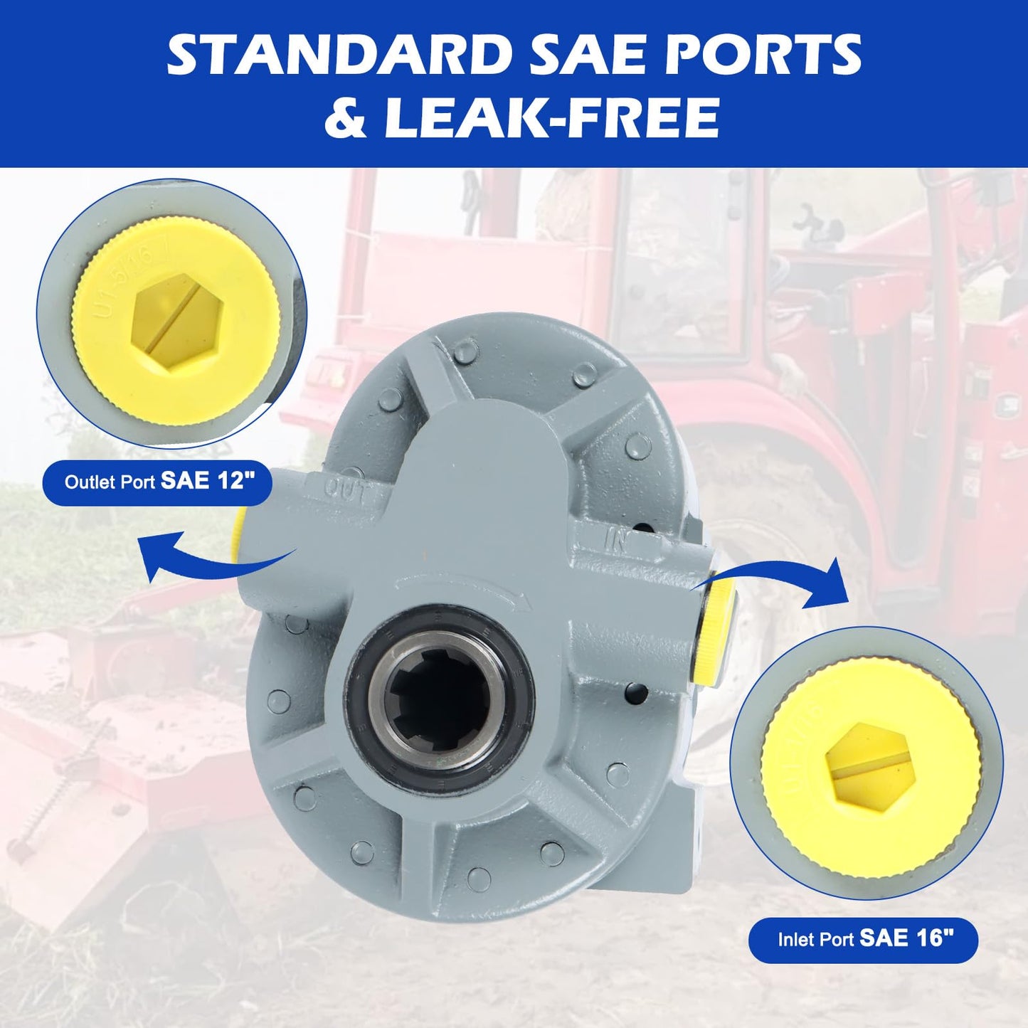 SINOCMP Hydraulic PTO Pump 22GPM Hydraulic Motor 540PRM 2250PSI Hydraulic Splitter, SAE16 Inlet and SAE12 Outlet Hydraulic Pump for Log Splitter, Scissor Lift, Dump Trailer & Truck Lift