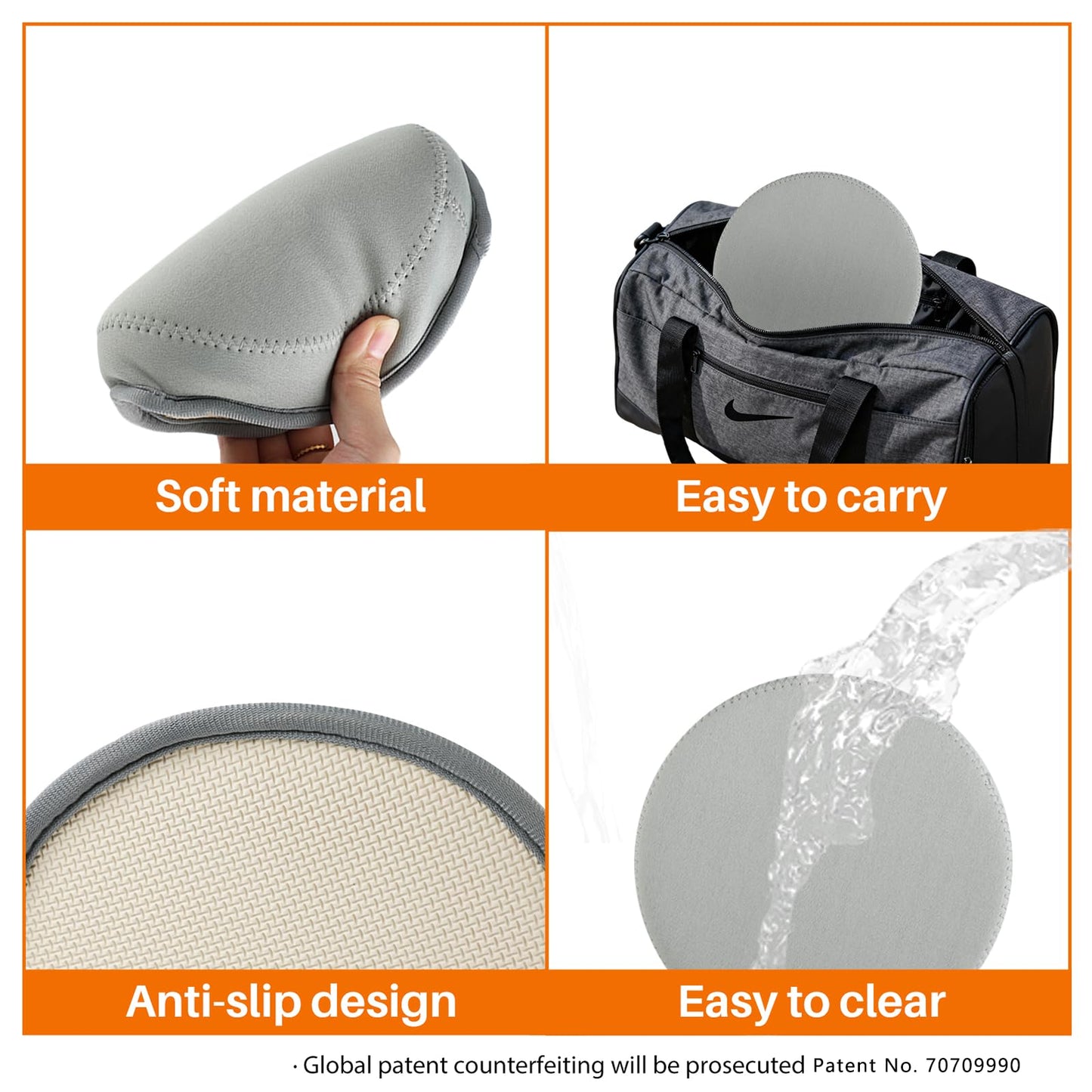 ECOESPTI Yoga Knee Pad, 1.57 Inch Thick, Memory Foam and EPE Foam, for Knees Elbows Wrist Hands Head Yoga Pilates Work Out Kneeling Pad, Exercise Mat, 2 Light Gray