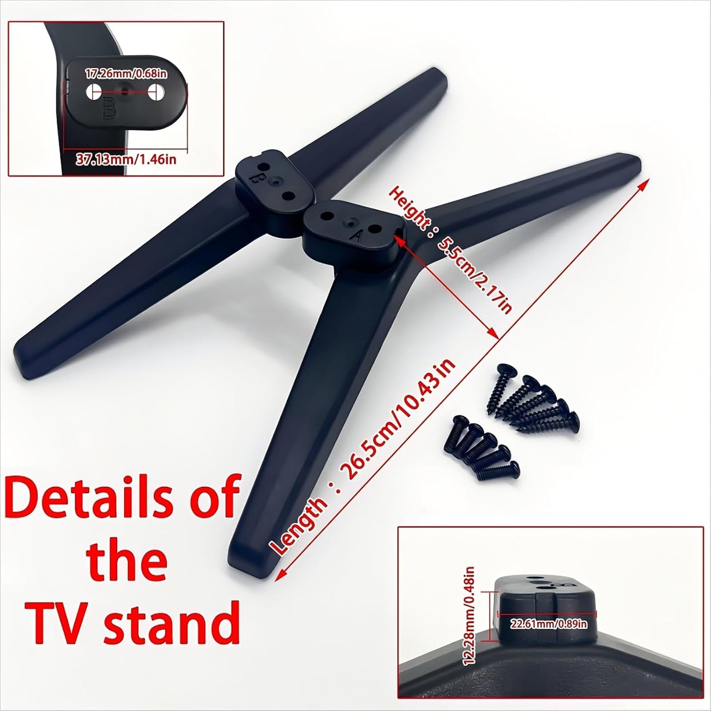 Dranvosk Set 52.49 72.18 Inch Inch Universal TV Stand Legs Replacement Feet and Mount Base with Screw for to Smart TVs