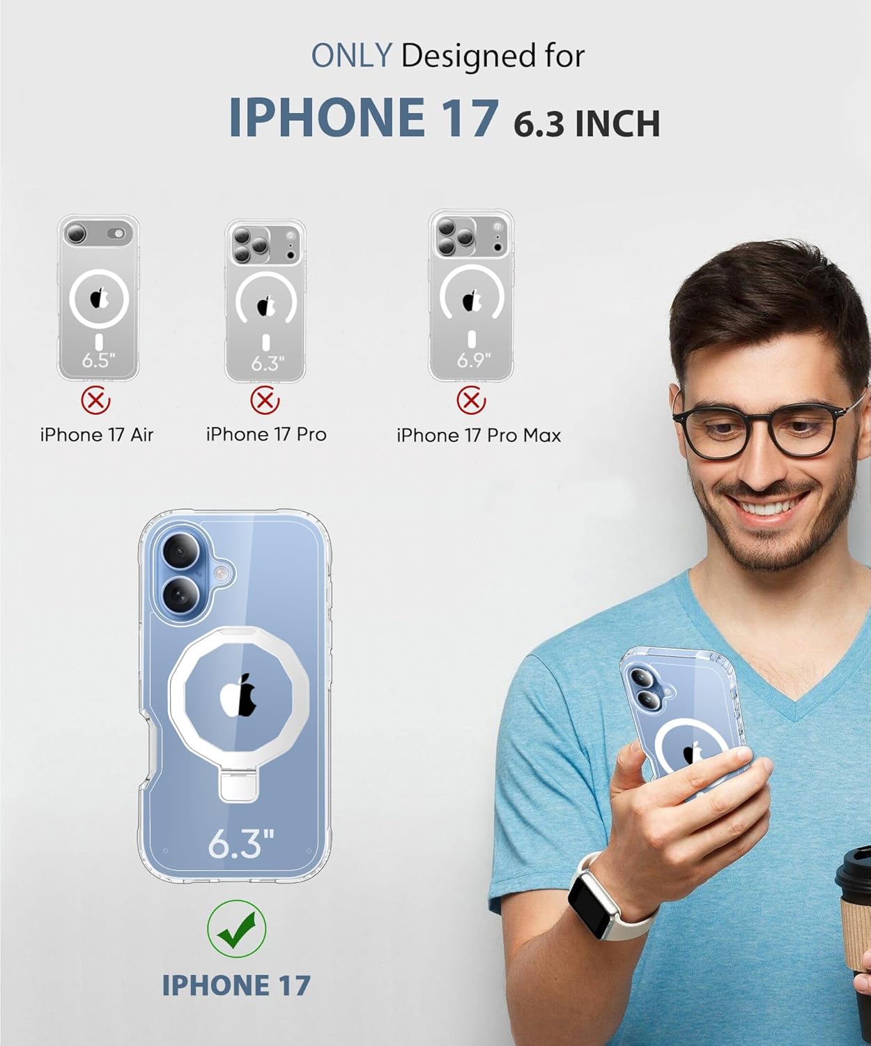 BANLEA 17 Seamless 17 6.3" Compatible with iPhone Case, Built-in Screen Protector & Stand, [Military-Grade Protection]