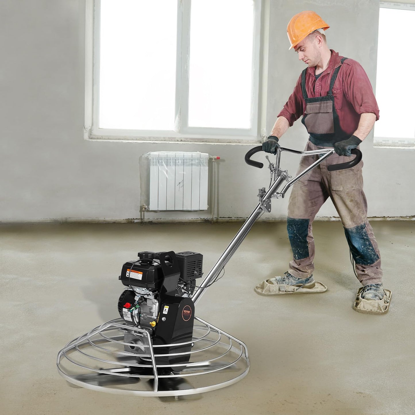 VEVOR Power Trowel 38 inch, 6HP Gas-Powered Smooth Concrete with Float Pan, Heavy Duty Commercial Screed Concrete Cement with Finishing Blade