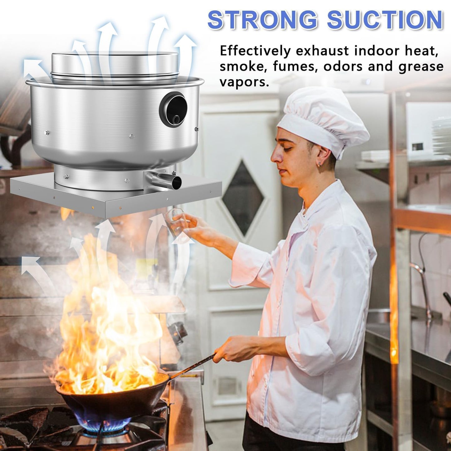 TBCDHCMC Roof Ventilator Restaurant Rated Exhaust Fan Direct Drive Centrifugal Upblast Exhaust Fan 1/6HP 800 CFM 110 Volt Single Phase Motor