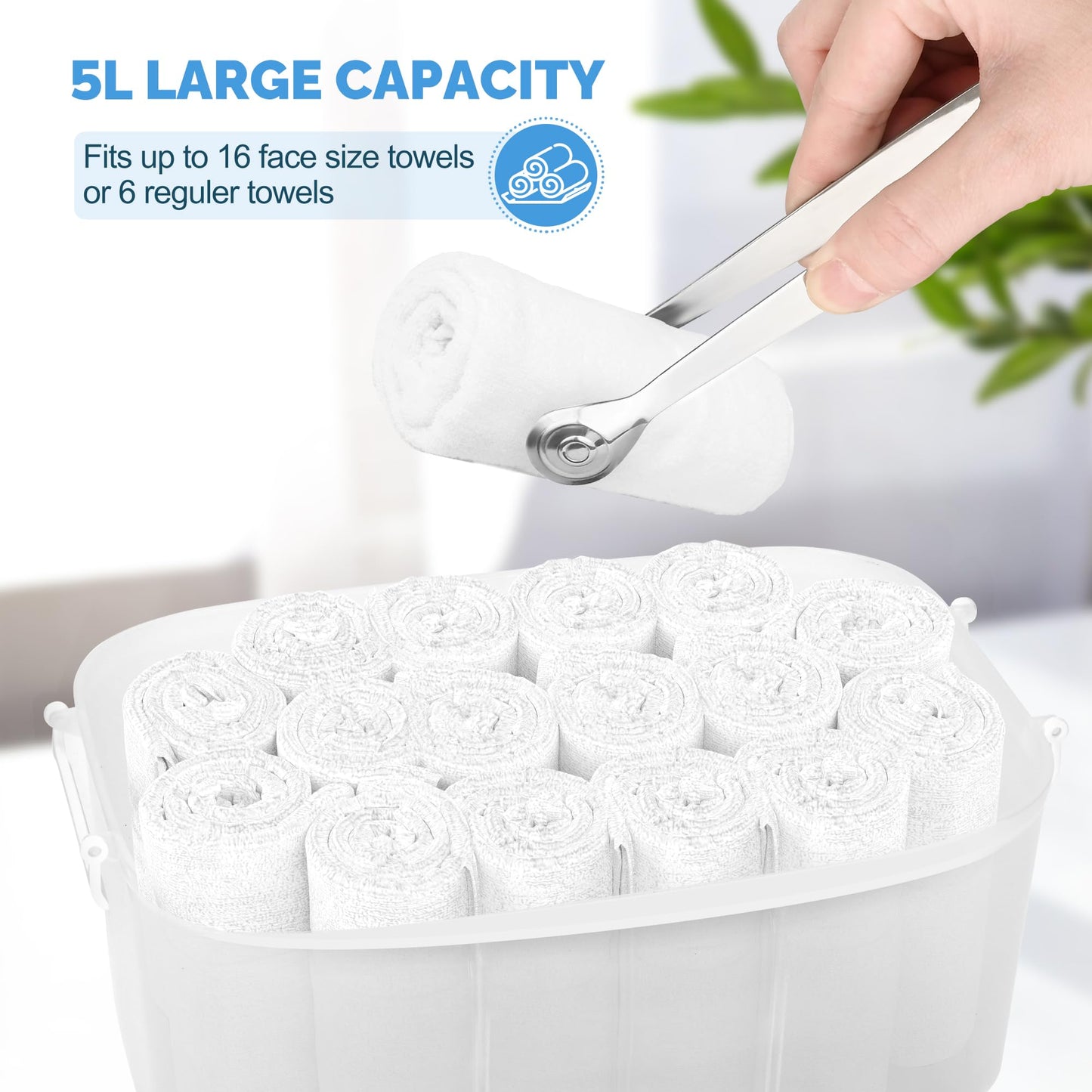 EASYINBEAUTY Hot Towel Warmers for Spa, Holds 16 Small Towels, 5L Portable Towel Steamer with Quickly Heating in 1-5 Mins, Auto Off Timer Foldable Towel Warmer for Facials, Barber, Manicures, Massage