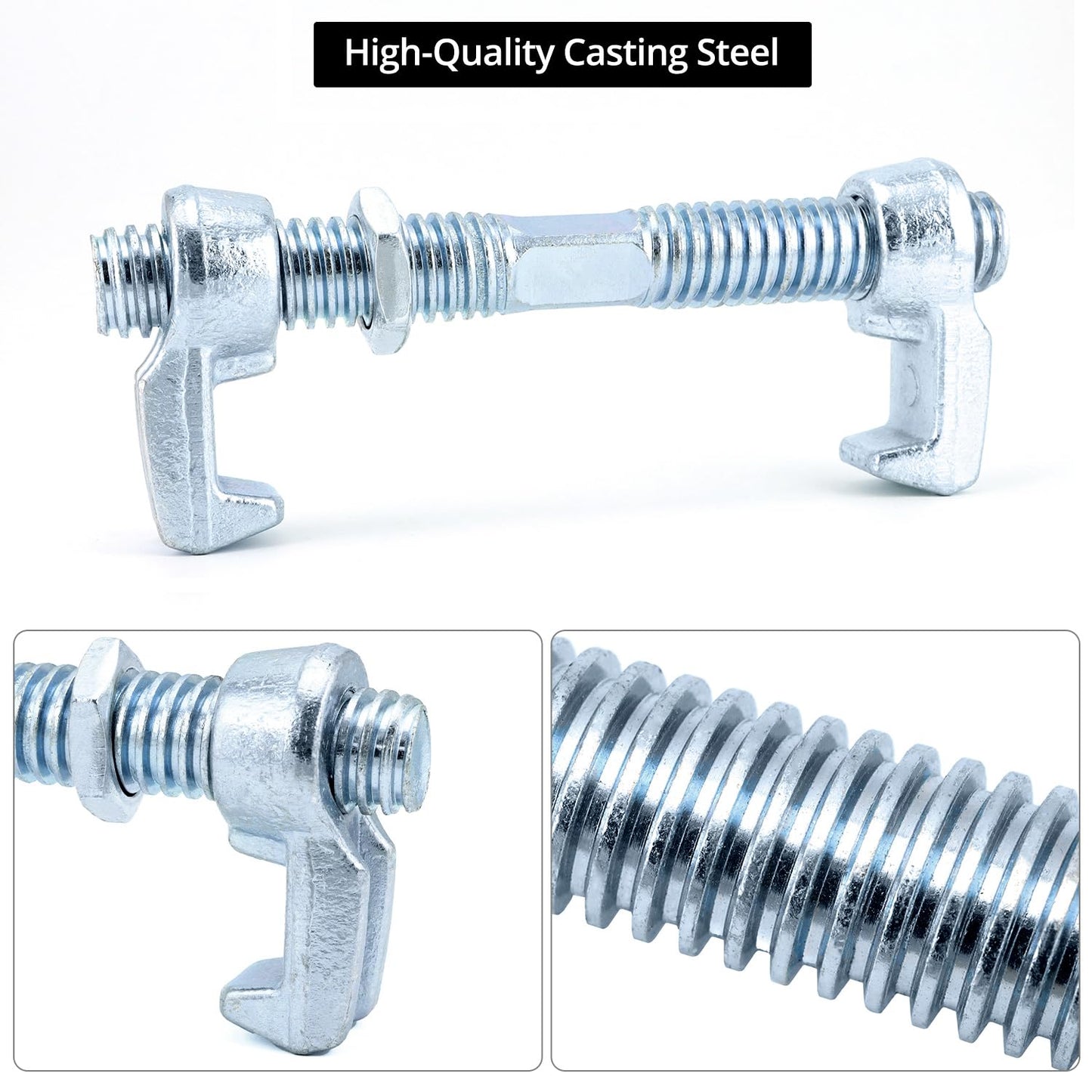 QWORK Rail Shipping Container Bridge Fittings Clamp, 4 Pcs, 260 mm Clamps, Zinc Coated, Corrosion Resistant