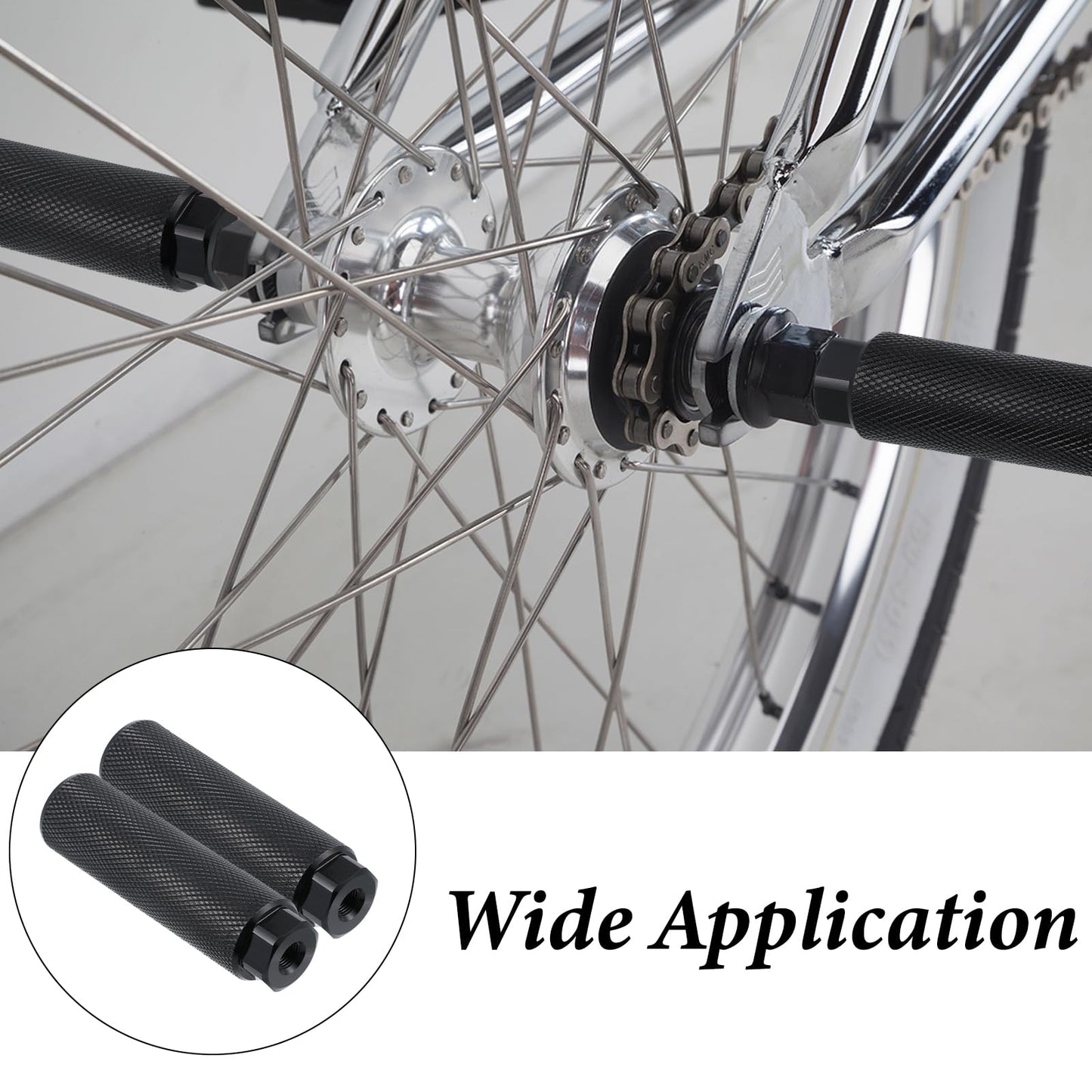 Zelphvt 2 PCS Black Bike Foot Pegs, 3/8 inch Aluminum Alloy Anti-Skid Bicycle Pegs Stunt Peg Mountain Bike Cycling Rear Stunt Peg for 3/8 inch Axles