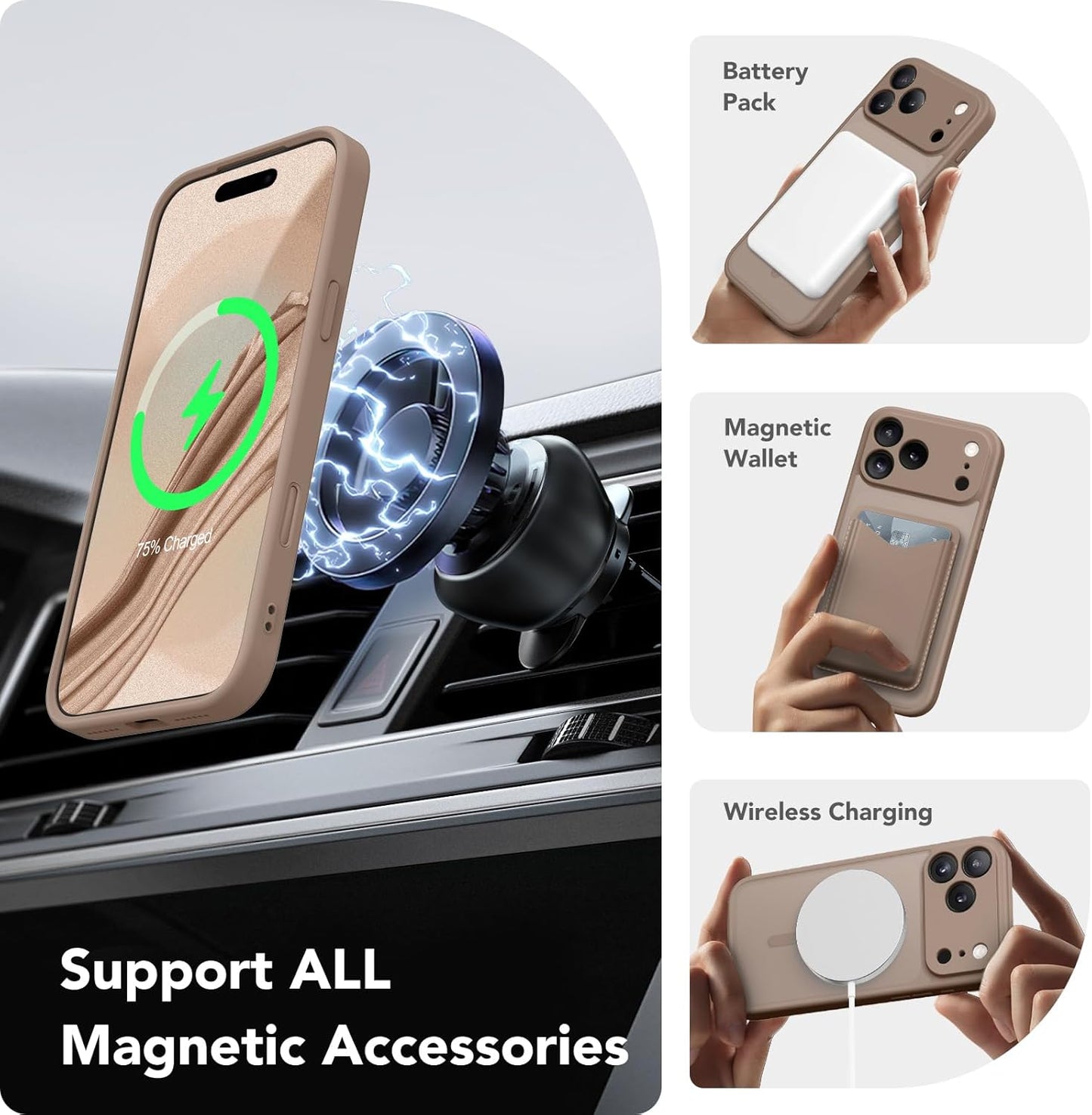 CAPRARO 17 Magnetic for iPhone Pro Case, Upgraded [Full Camera Protection] [Compatible with MagSafe] Protective