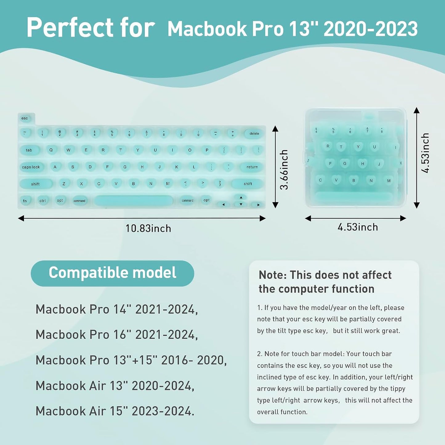 TS-MAYKA 3D 13"/14"/15"/16" 2020-2024 Keyboard Cover for Long Nails, Keyboard Film for Nail Art Silicone Raised