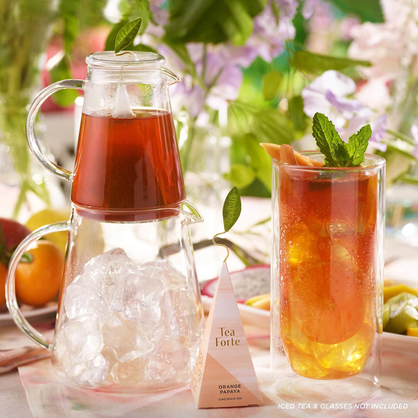Tea Forte Tea Over Ice Steeping Pitcher Set of Two, 12oz for Steeping and 24 oz Pitcher for Perfect Flash Chilled Iced Tea, Dishwasher Safe