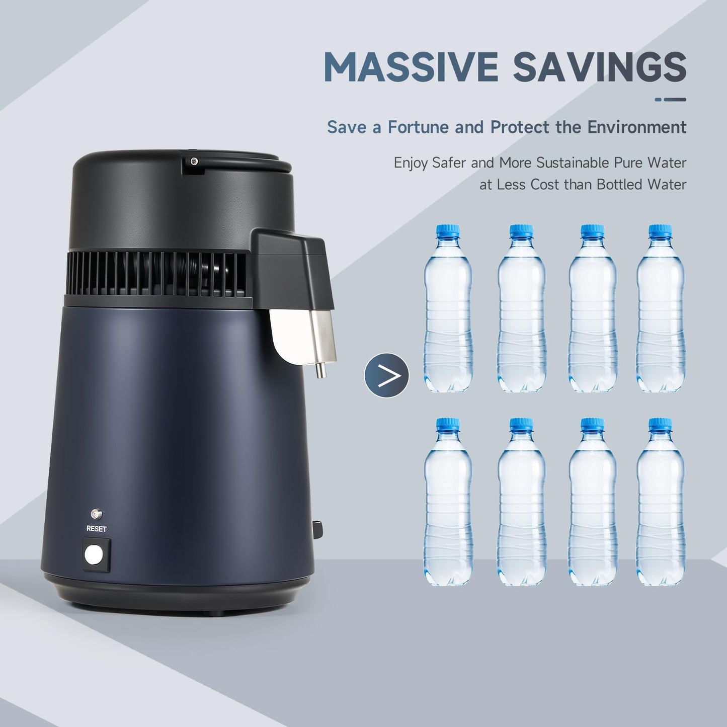CO-Z 1.1 Gallon Water Distiller, 4L Countertop Distilled Water Machine with Glass Pot, 750W Distilled Water Maker for Pure Water, 304 Stainless Steel Water Distiller Machine for Home Office Travel