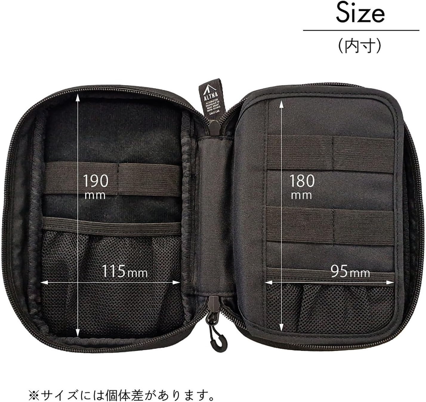 5 3.6 8.5, (A7765-24) LIHIT LAB Gadget Pouch, Double, x x Black