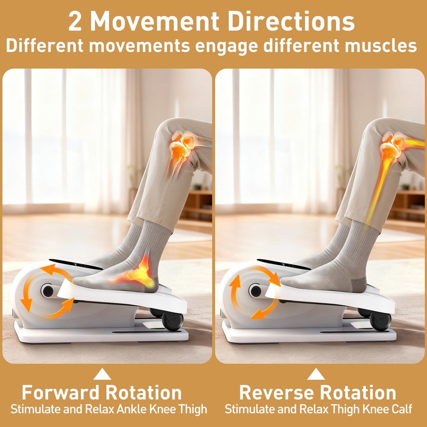 DamKee Under Desk Elliptical Exercise Machine, Electric Ellipse Leg Exerciser as Seen on TV, 15 Speeds Foot Exerciser While Sitting for Seniors, Portable Seated Pedal Exerciser for Home Office, Gifts