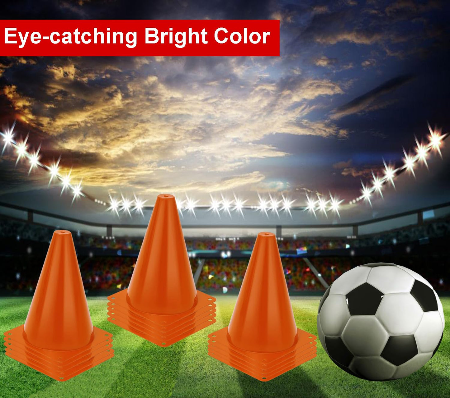 7 Inch Soccer Cones with Carry Bag,15 Pcs Sports Training Cones, Basketball Football Skating Drills Cones, Small Plastic Agility Marker Cone For Indoor and Outdoor Games,Orange Mini Traffic Cones