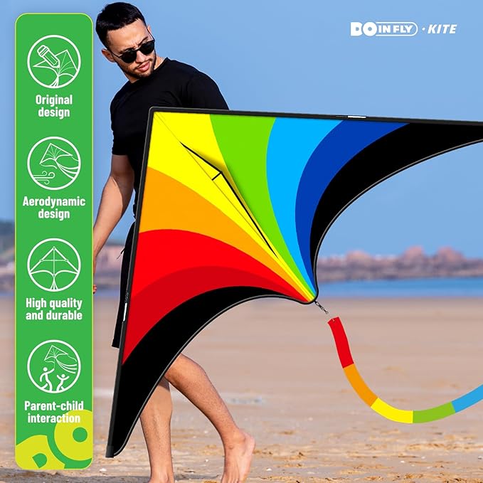 Delta Kites for Kids & Adults, Extremely Easy to Fly, Single Line Beach Kite