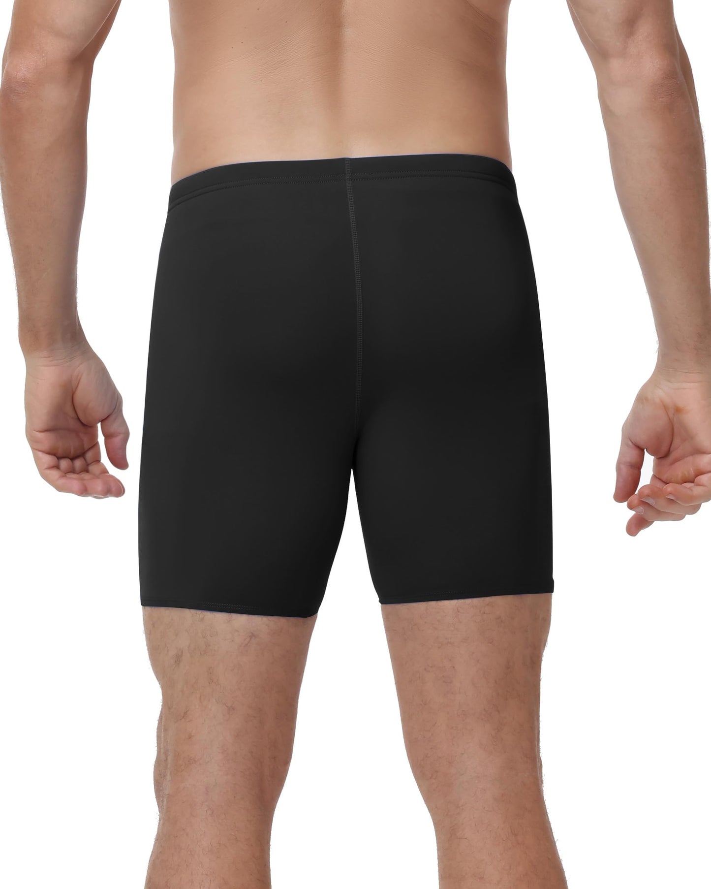 Roadbox Men's Athletic Swim Jammers, Competitive Training Endurance Swimsuit, Quick Dry Racing Swimming Shorts UPF 50+ Black