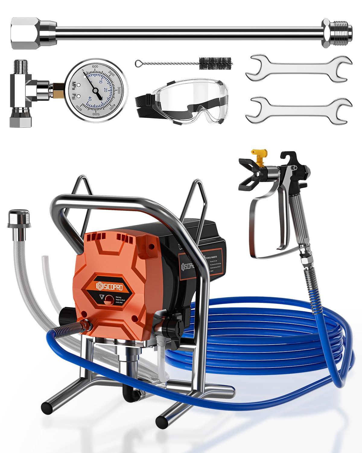 SICOPRO Airless Paint Sprayer, Paint Sprayer for House Painting, Power Paint & Hvlp Sprayers, Comes with Sprayer Accessories, for Home Interior & House Exterior DIY Painting Projects
