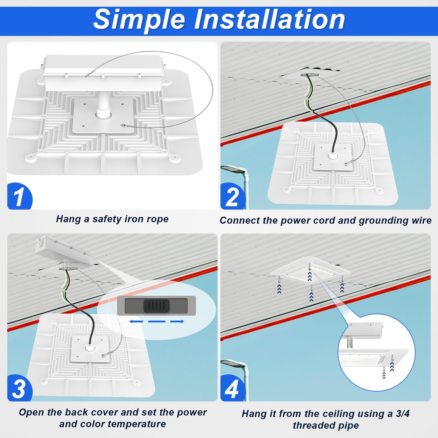 240W LED Canopy Light, 43200LM 5700K Daylight, Surface Mount LED Gas Station Light (1000W HID/HPS Equivalent), Commercial Parking Garage Ceiling Lighting, IP65 Waterproof, 100-277VAC, UL Listed