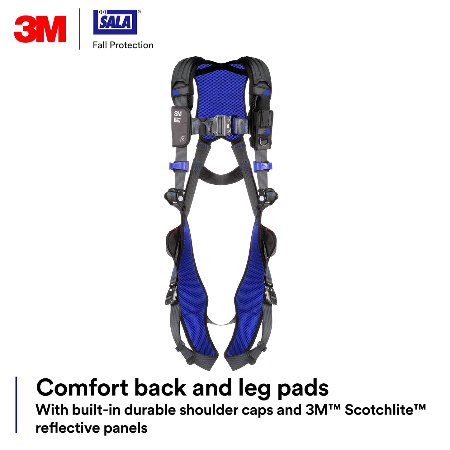3M 1113004 DBI-SALA ExoFit X300 Comfort Vest Safety Harness Fall Protection, OSHA, ANSI, General Industry, Aluminum Back D-Ring, Auto-Locking Quick Connect Leg and Chest Straps, Medium