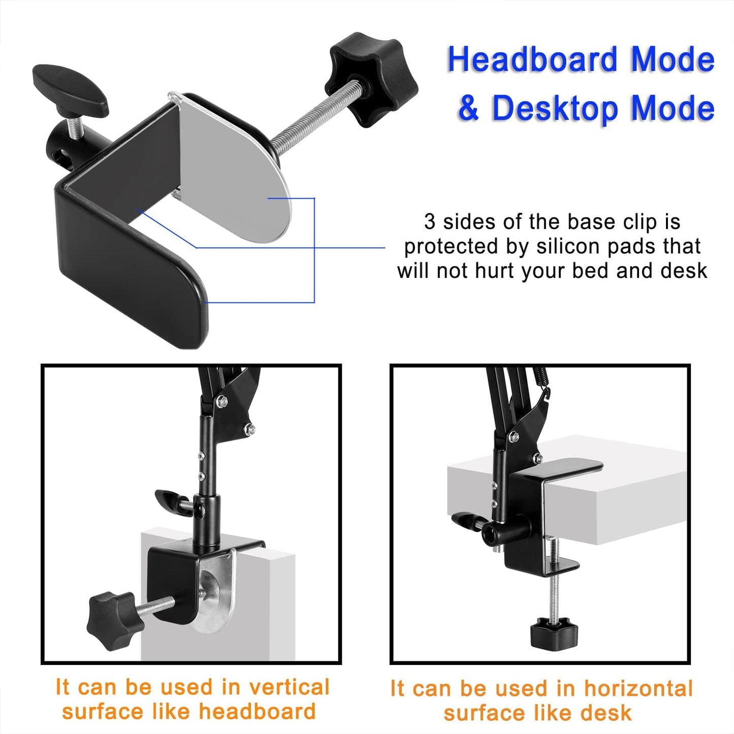 Awlbstruse 4.5-13" Tablet Stand Phone Holder for Bed,iPad Holder for Desk, Headboard,Bedside,Table, Compatible