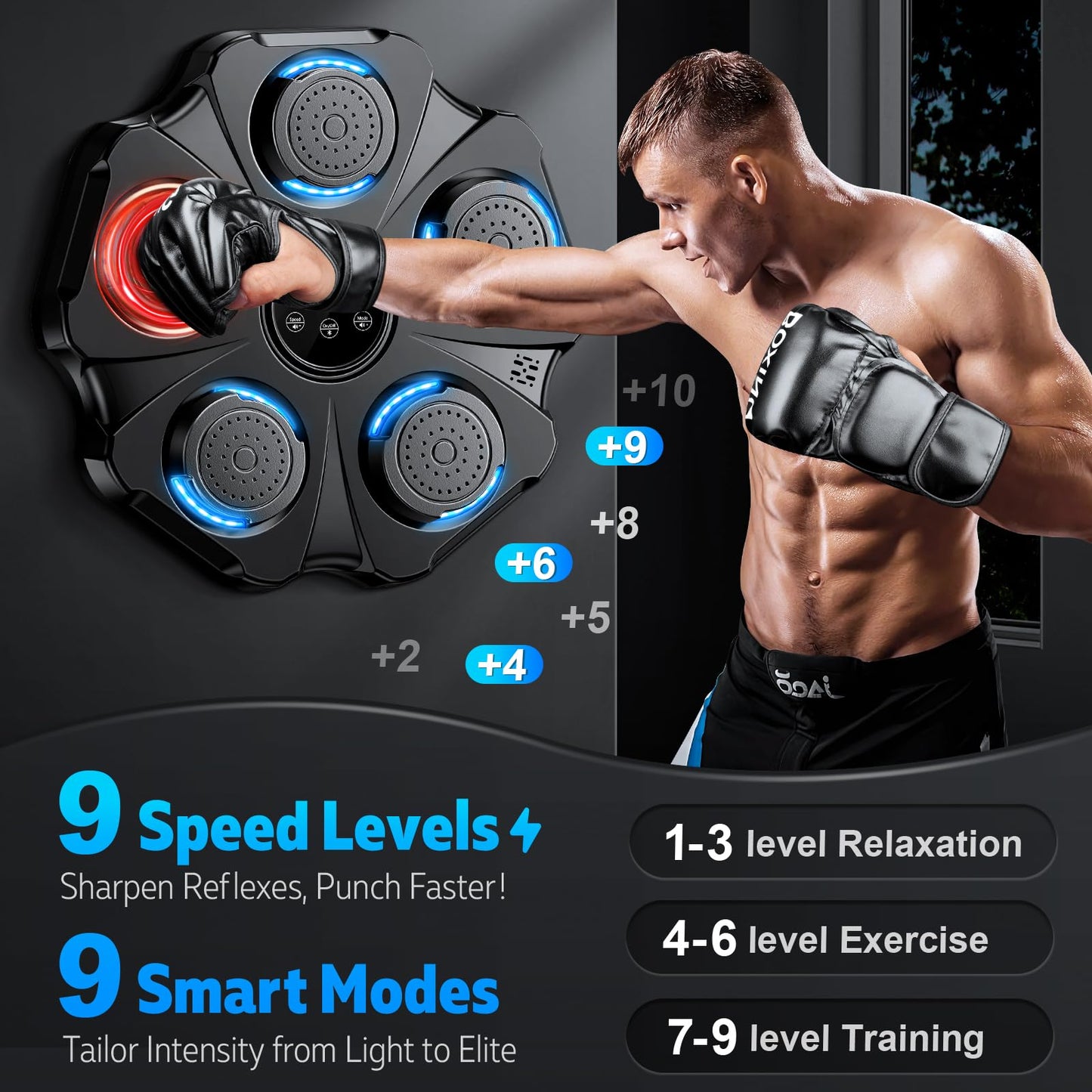 Vivedrre 2026 Upgraded Music Boxing Machine - Interactive Punching Trainer, Large Size Wall Mounted Electronic Boxing Target with Adult & Kids Gloves, 9 Modes & 9 Speeds for Adults & Kids