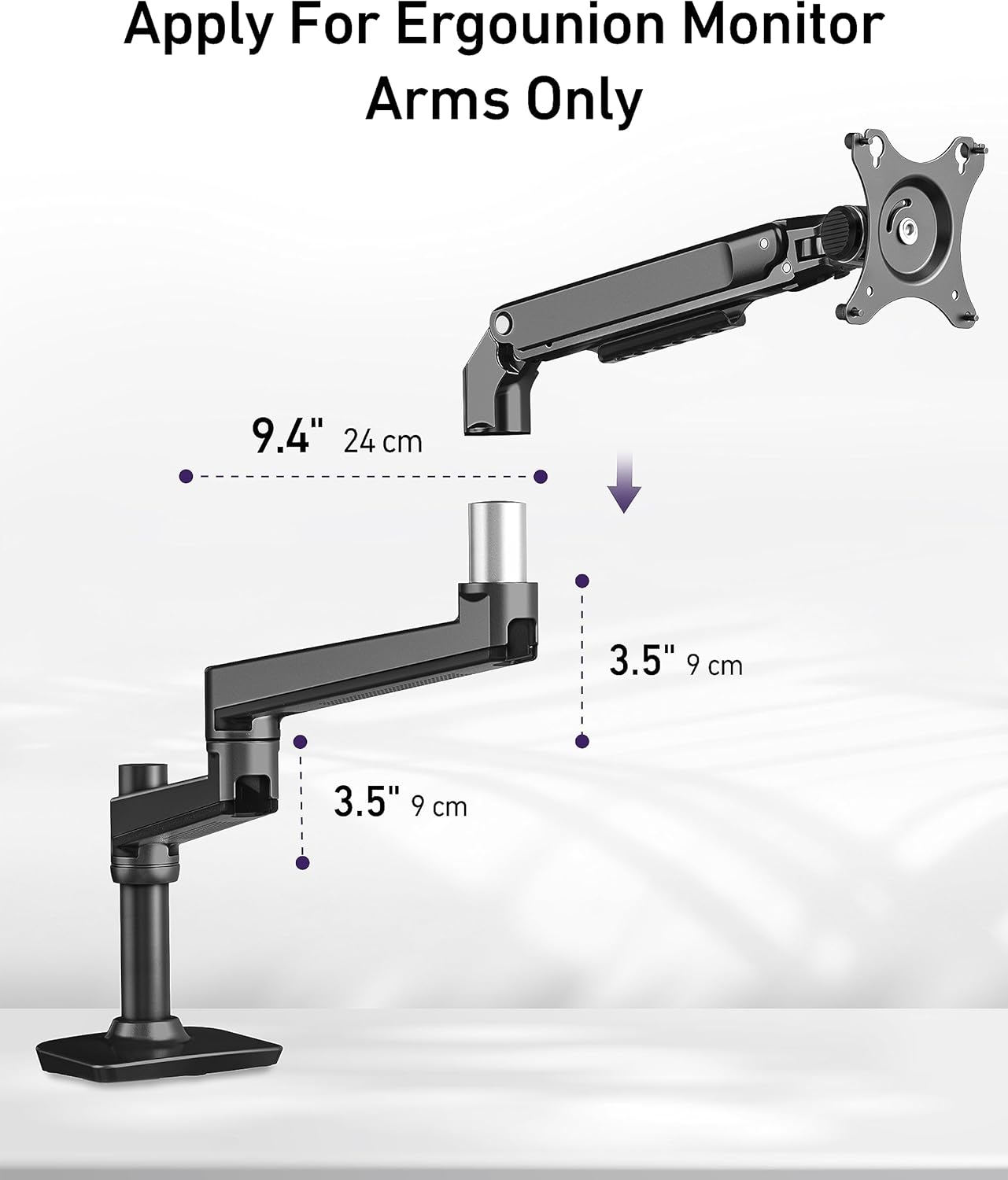 ergounion E6/W6 Extension Arm Only for Monitor Mounts, to Increase Arm Length, Perfect Upgrade for the Series Monitor