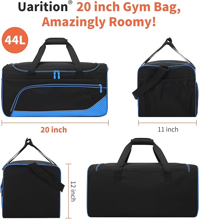 Mens Gym Bag 21 inch Large Overnight Weekender Duffle Bag for Travel Sport-Blue/Black
