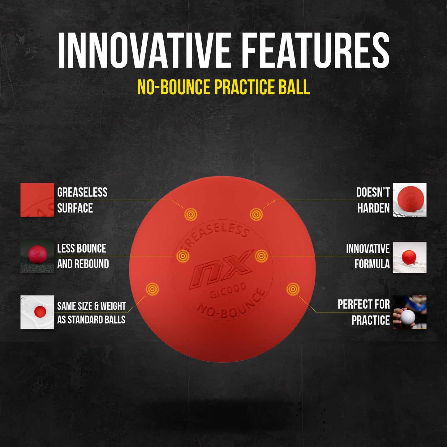 PEARL NX Greaseless Lacrosse Balls by Guardian Innovations (20 Pack) - Long Lasting, No-Bounce Balls Perfect for Indoor Play and Practice - Red