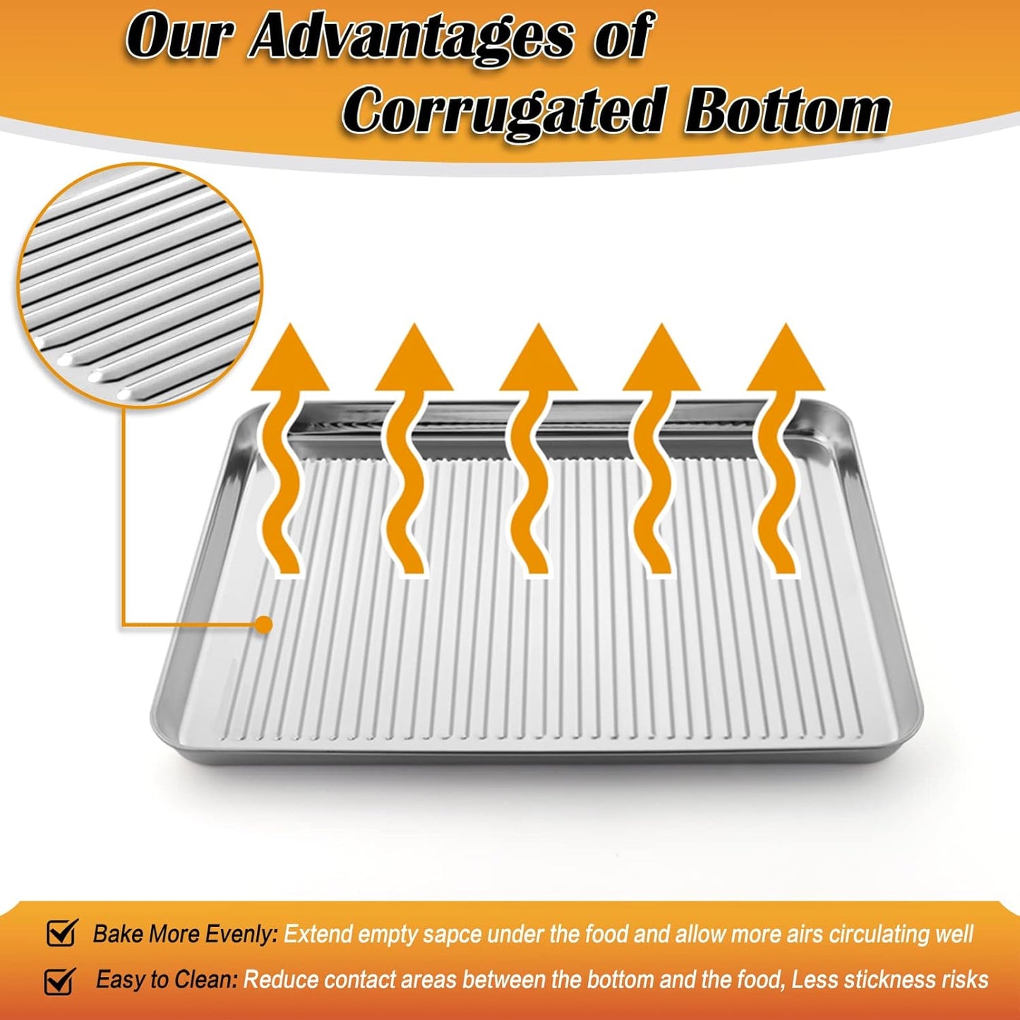 P&P CHEF Stainless Steel Baking Oven Pan - Versatile Cookie & Bacon Tray with Wire Rack | 17.5 x 13 x 1 Inch
