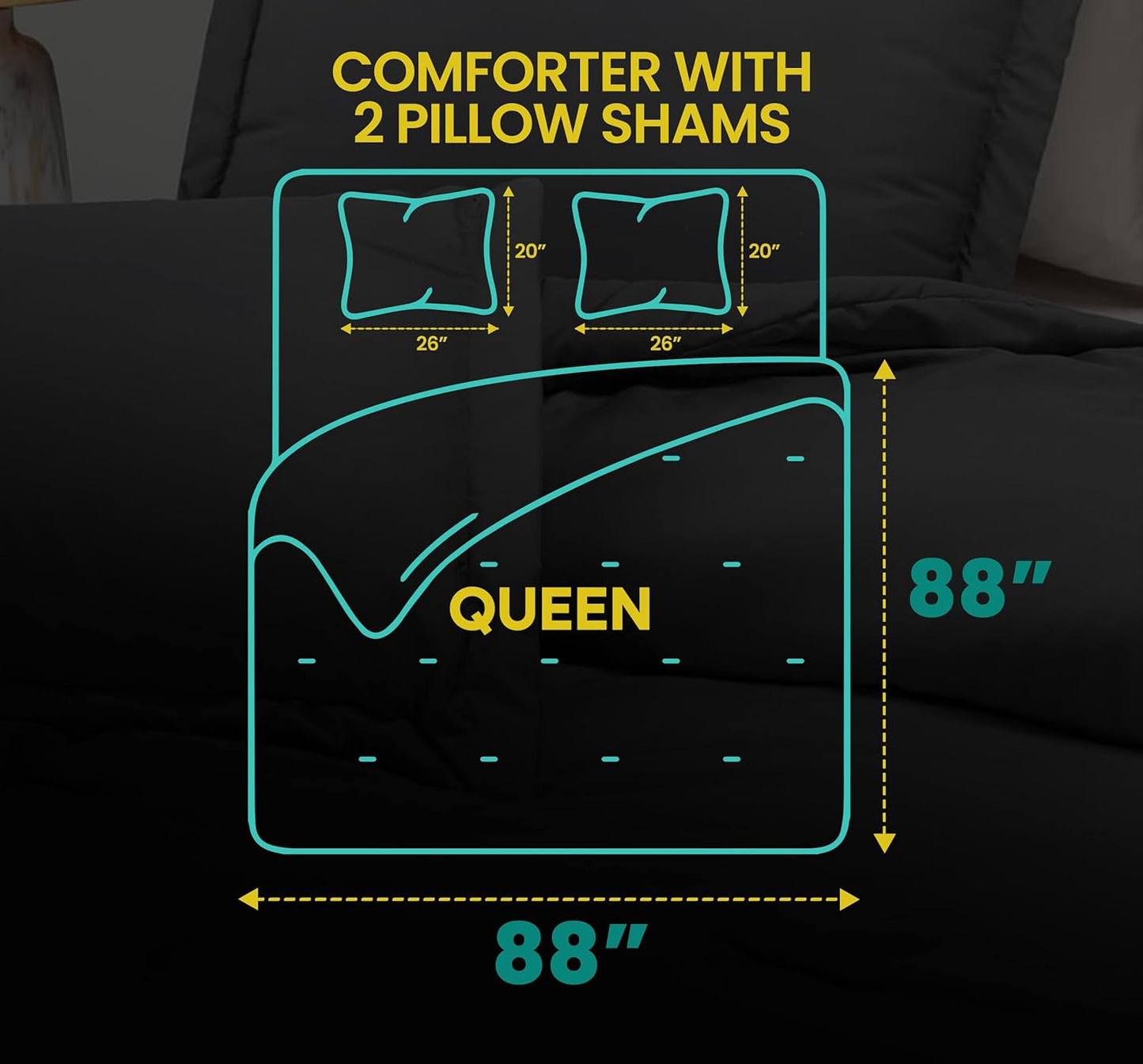 Utopia Bedding Queen Comforter Set - 3 Piece Grey Down Alternative Soft Bed Set | 88 x 88 Inches Comforter & 2 Pillow Shams