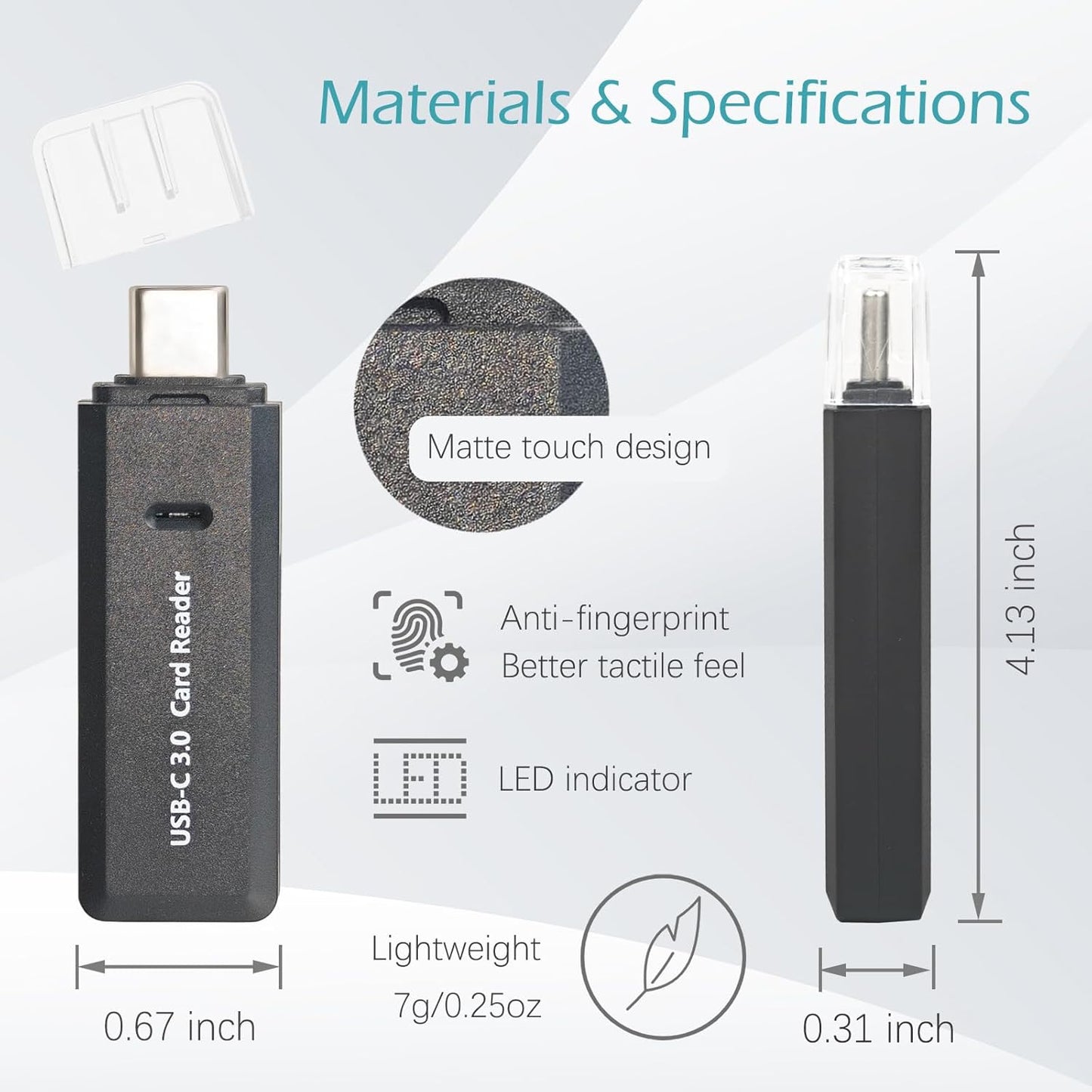Wansurs 5Gbps 2-in-1 MMC, RS-MMC, Micro SD Card Reader, USB C Memory Card Reader for Digital Camera, SD Card Viewer
