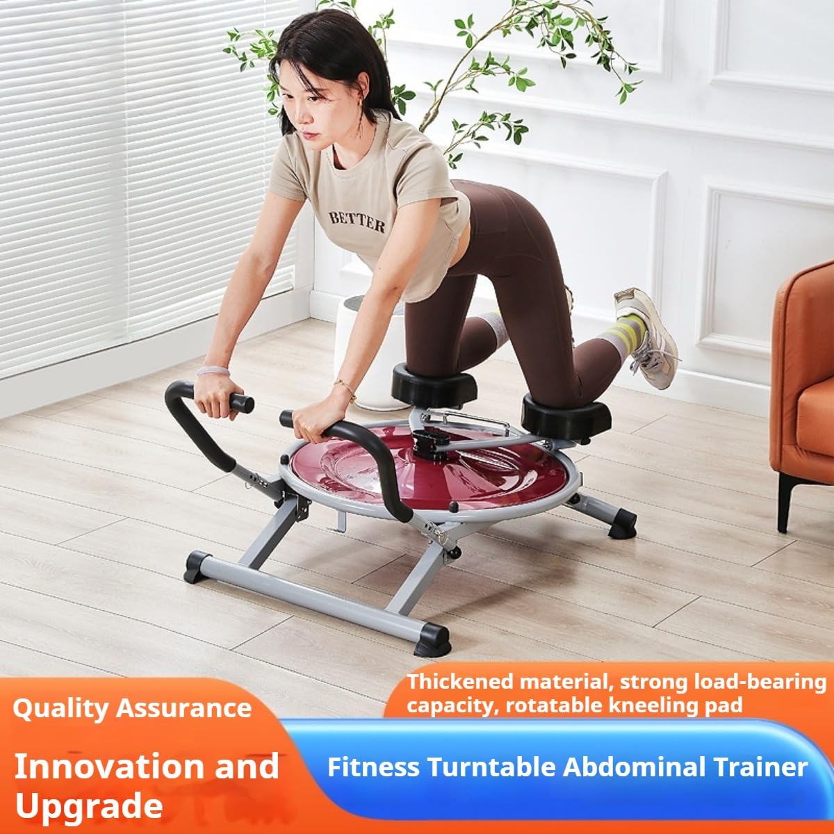 Ocdin Ab Circle Pro Abdominal Trainer, Core Workout Fitness Equipment with Rotatable Kneeling Pad for Home Gym, Waist, Glutes & Legs Exercise (Red)