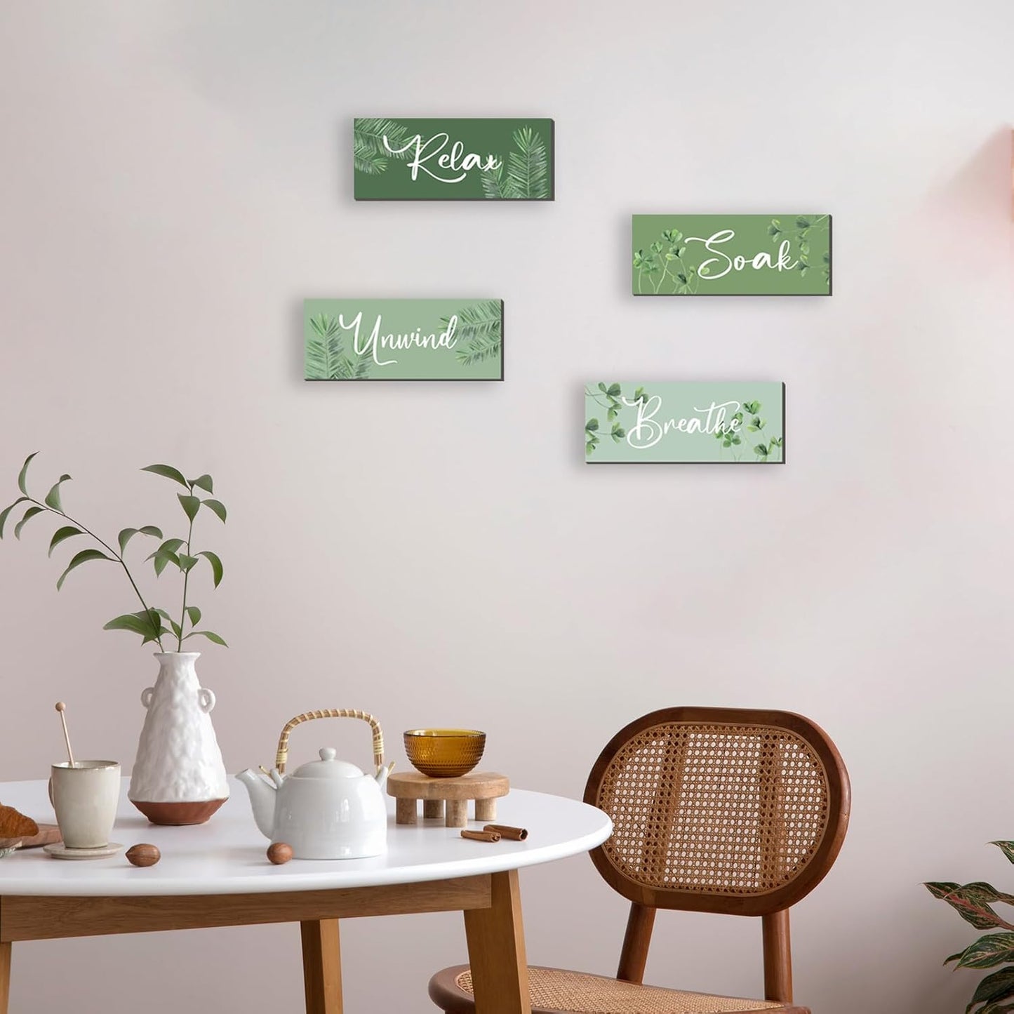 ONIZHITY Sage Green Bathroom Wall Decor - Relax, Soak, Unwind Wooden Signs | Rustic 10x4 Inch Home Accent
