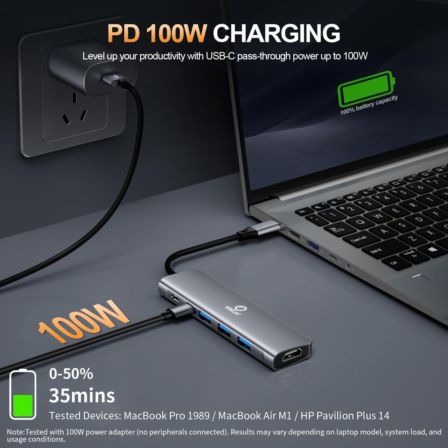 WWLSV 8 1 4K@60Hz 3.0/PD USB C Hub Multiport Adapter for MacBook/Dell/HP/Lenovo, in Laptop Docking Station with HDMI