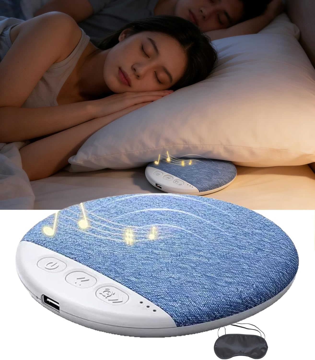 Generic 30/60/90min (1pc) Bluetooth Pillow Speaker for Sleeping - Ultra-Thin Bone Conduction Under Pillow Speaker