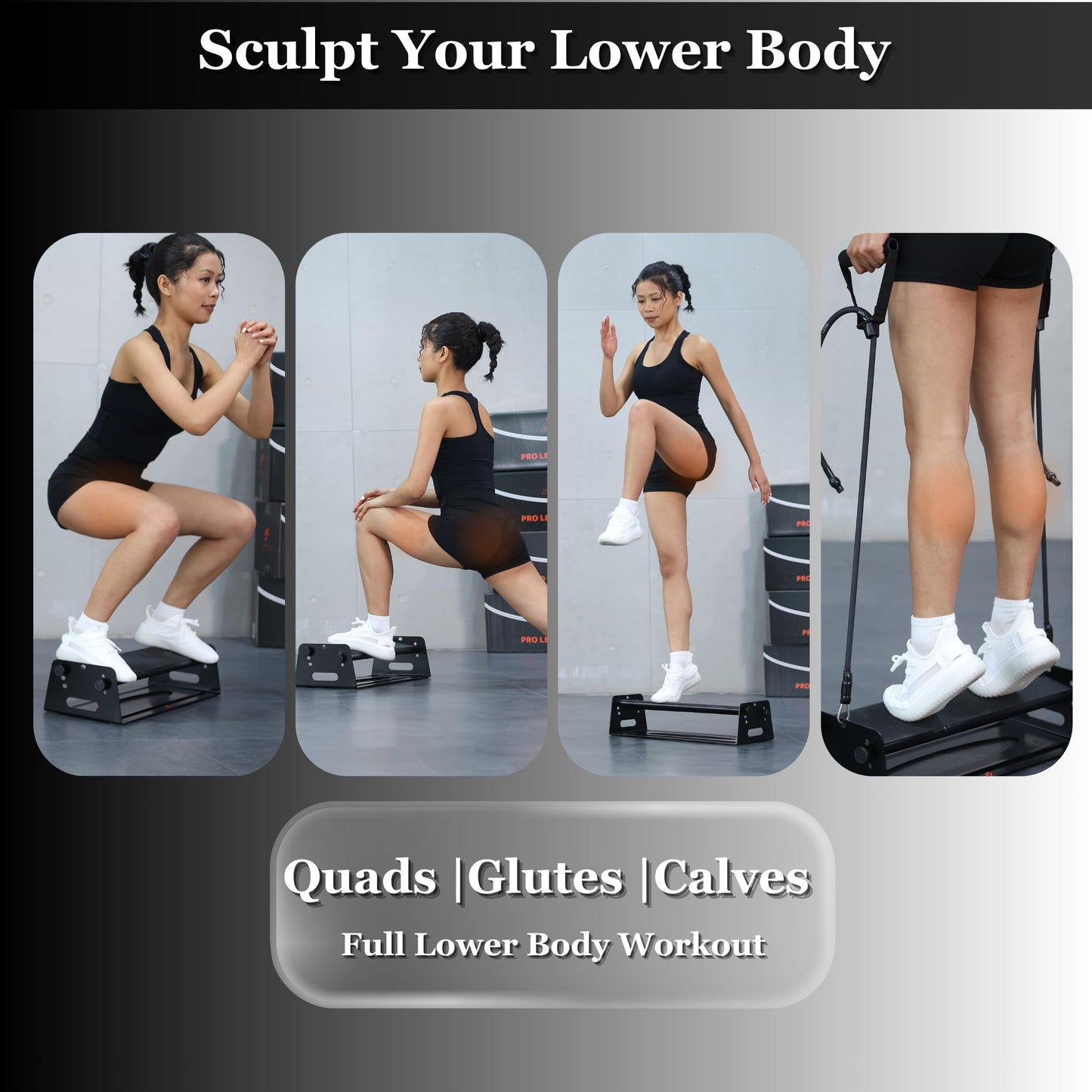 Calf Raise Block & Slant Board, Compact 3-in-1 — Height & Angle Adjustable Platform for Calf Raises, Heel-Elevated Squats, Knees Over Toes, Ankle Mobility & Calf Stretching, with Resistance Bands, 880 lbs