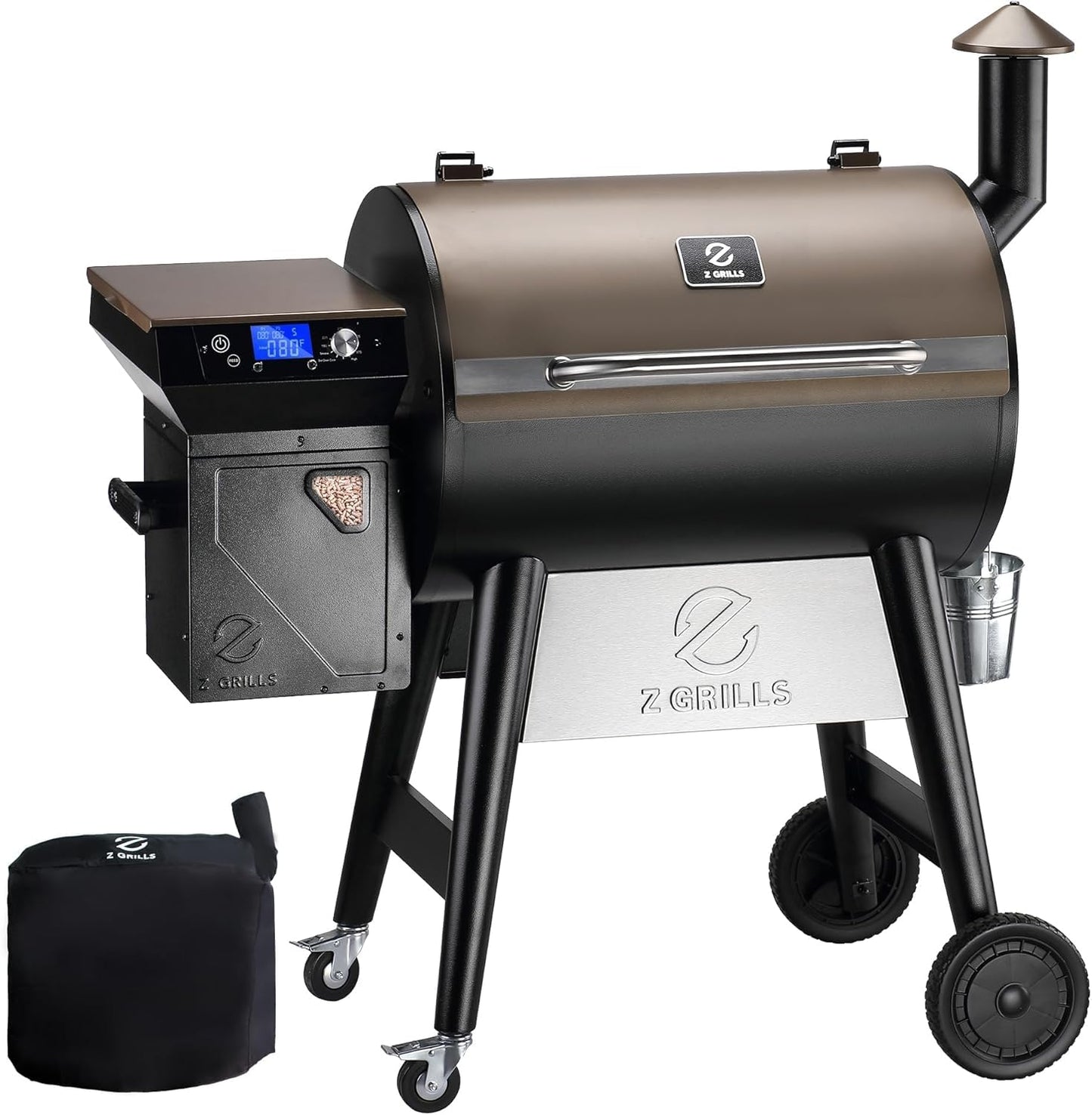 Z GRILLS 2026 Upgrade 8-in-1 Electric Wood Pellet Grill & Smoker with PID V3.0 Controller, LCD, 697 Sq In,Meat Probes, Easy Hopper Clean-out & Grill Cover