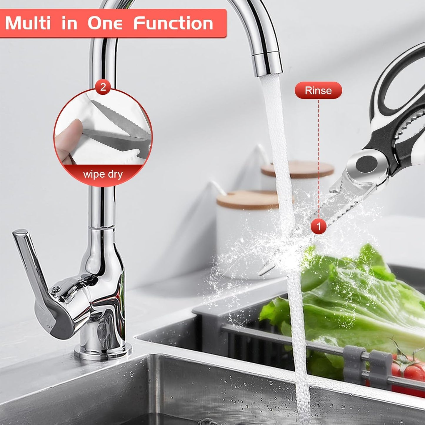 SZHLUX Kitchen Scissors - Heavy Duty Premium Shears for Food, Meat, Fish & Vegetables | 2-Pack