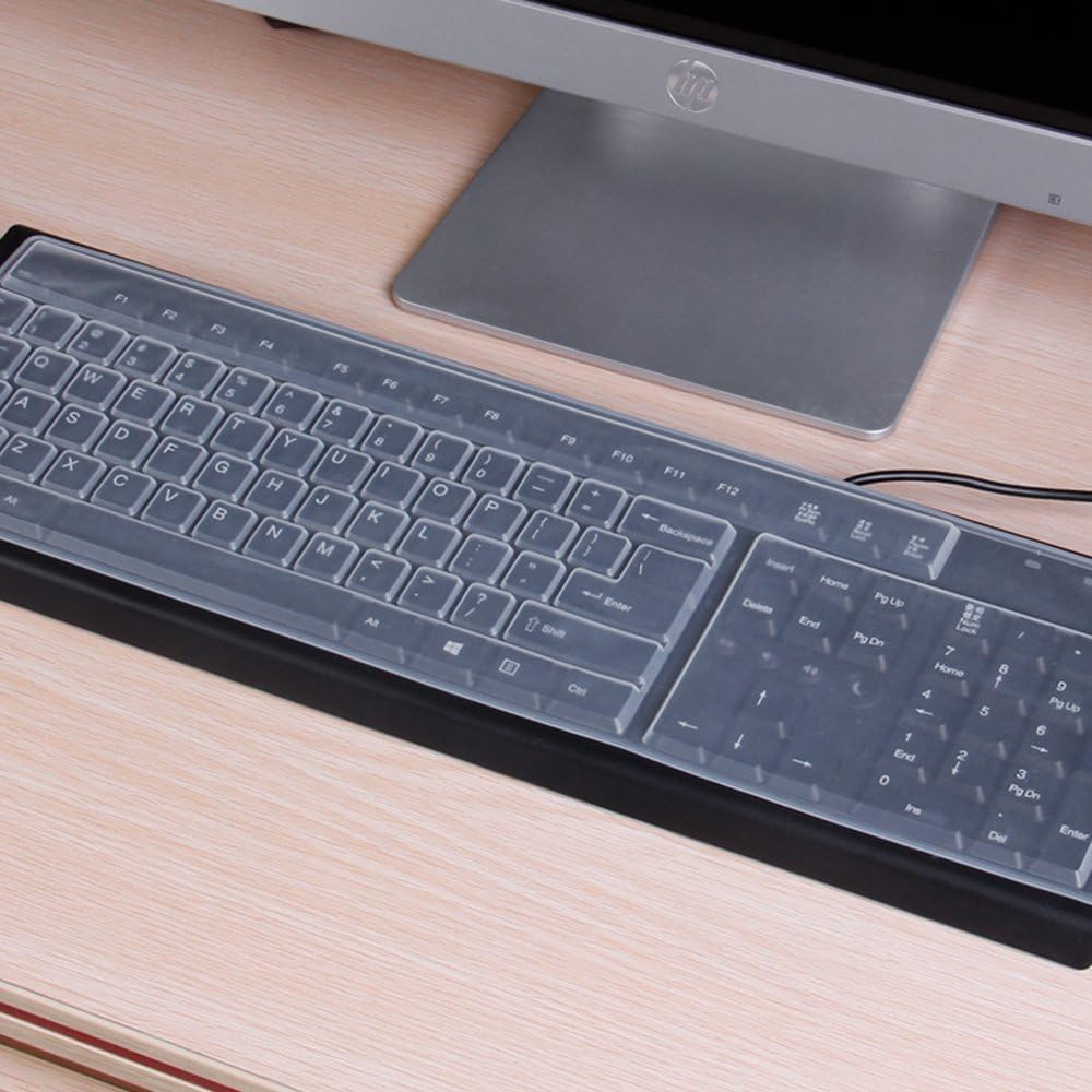 CaseBuy 104/107 Clear Desktop Computer Keyboard Cover Skin for PC Keys Standard Keyboard, Anti Dust Waterproof Keyboard
