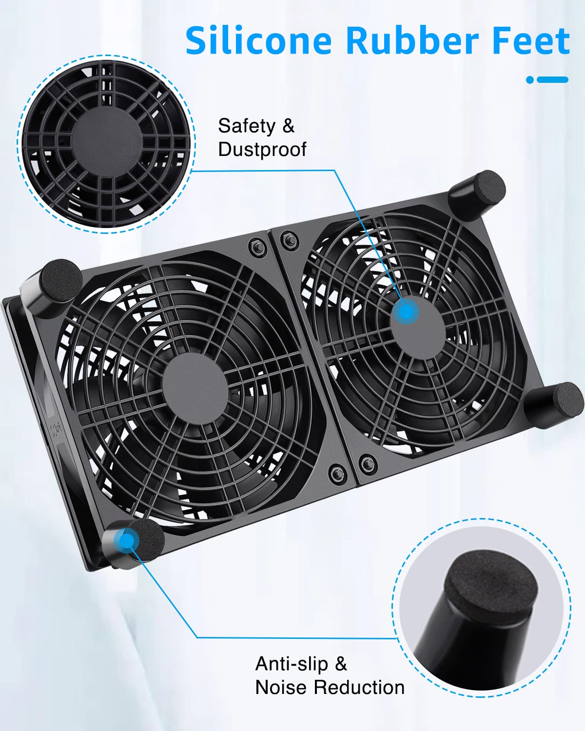 3 5V 120mm GDSTIME Quiet Router Fan Cooler with Speed Control, L/M/H, DC USB Powered Dual Computer Cooling Case Fan