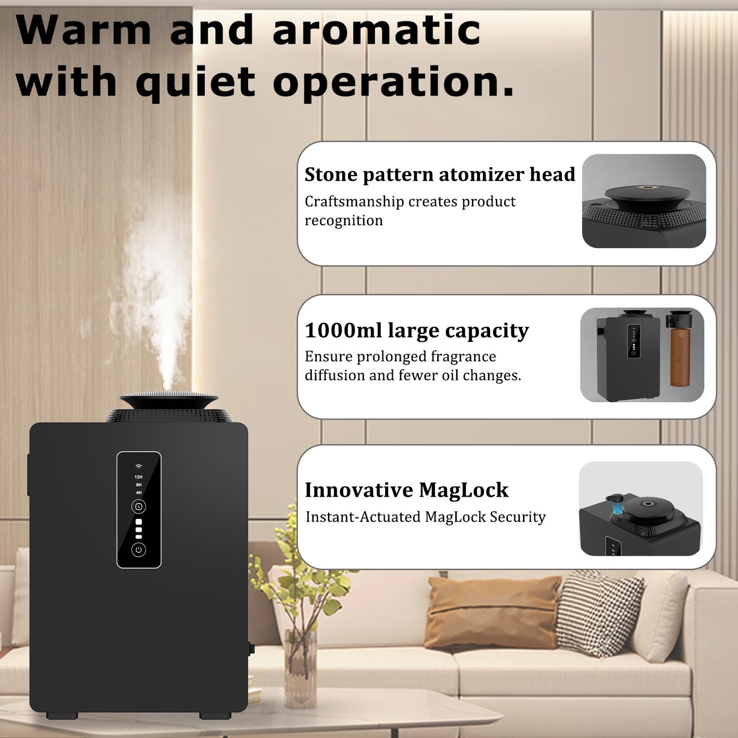 2026 Upgraded 6000 Sq.Ft HVAC Scent Diffuser Machine Kit, Includes 2 Premium Oils, Wi-Fi Control, 1000ML Waterless Cold Air Aromatherapy Essential Oil Hotel Scent Fragrance Diffuser for Large Room