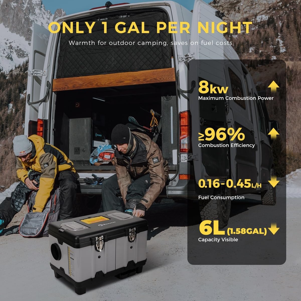 8KW Diesel Air Heater, 110V/12/24V All-in-One Portable Diesel Heater, with APP Control, 5500m Max Altitude Mode, Auto Start-Stop and Wireless Temperature Sensing, for RV Garage Truck Boat Tent