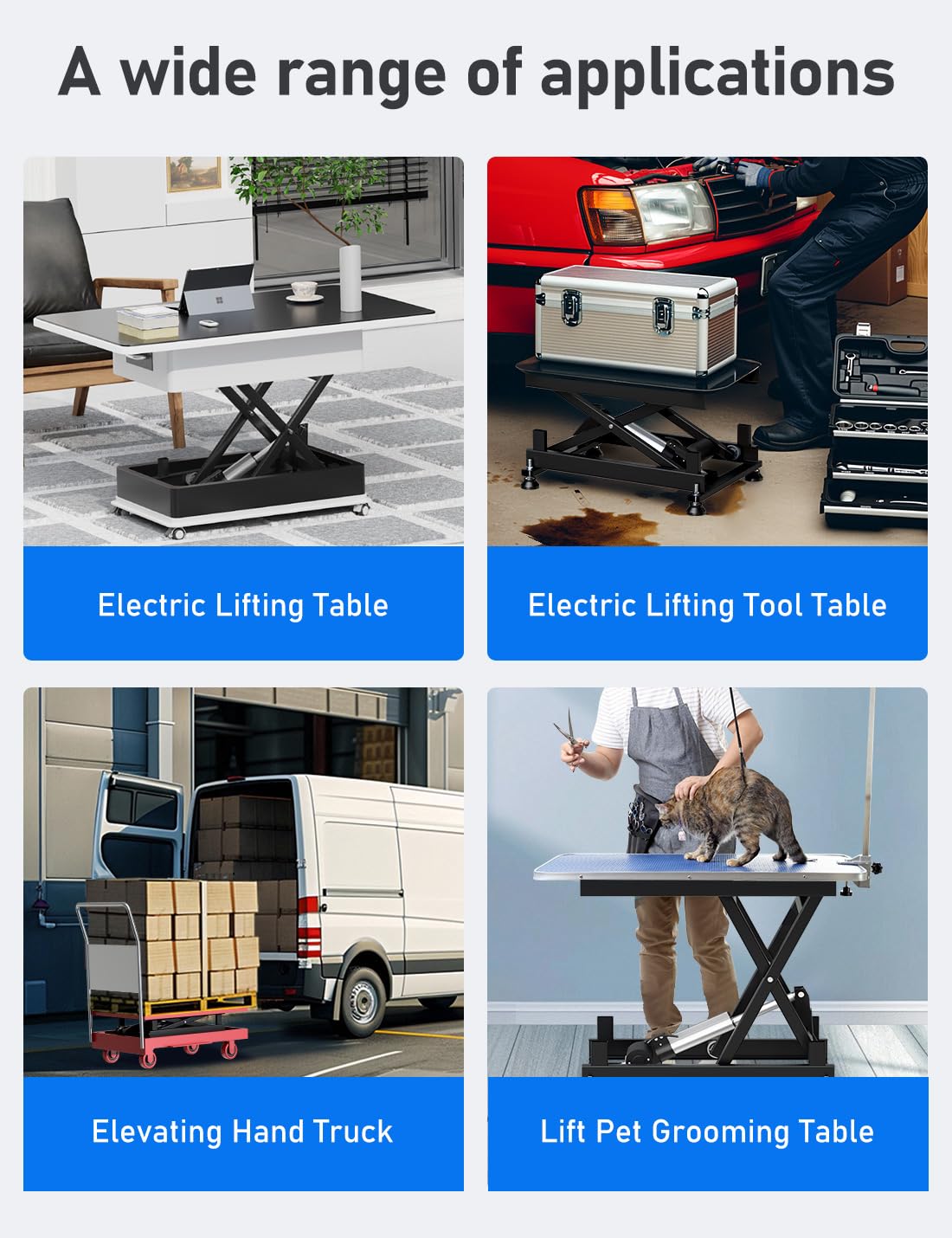 DIHOOL Electric Scissor Lift Table 330Lbs, 210-580MM,8-23in Height Adjustable Lifting Platform