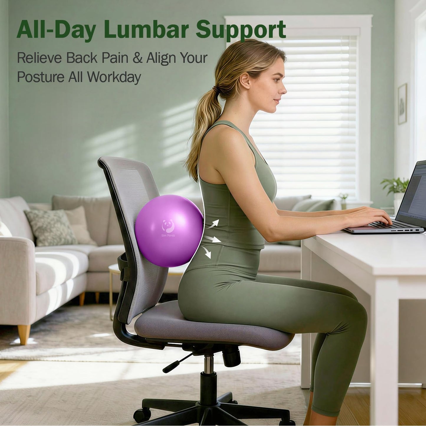 Slim Panda Pilates Ball, 9 Inch Small Exercise Ball, Anti Burst Mini Yoga Ball for Stability, Workout, Barre, Core Strength, Physical Therapy, Balance, Stretching
