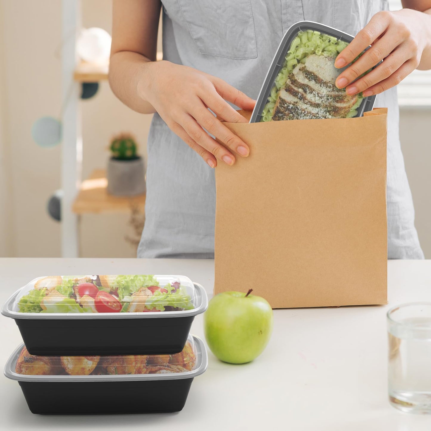 RANLITTLE Meal Prep Containers Reusable 38oz - Food Prep Containers with Lids 50 Pack, Disposable To Go Food Containers, Leakproof, Stackable, Takeout, BPA-Free, Microwave/Freezer Safe
