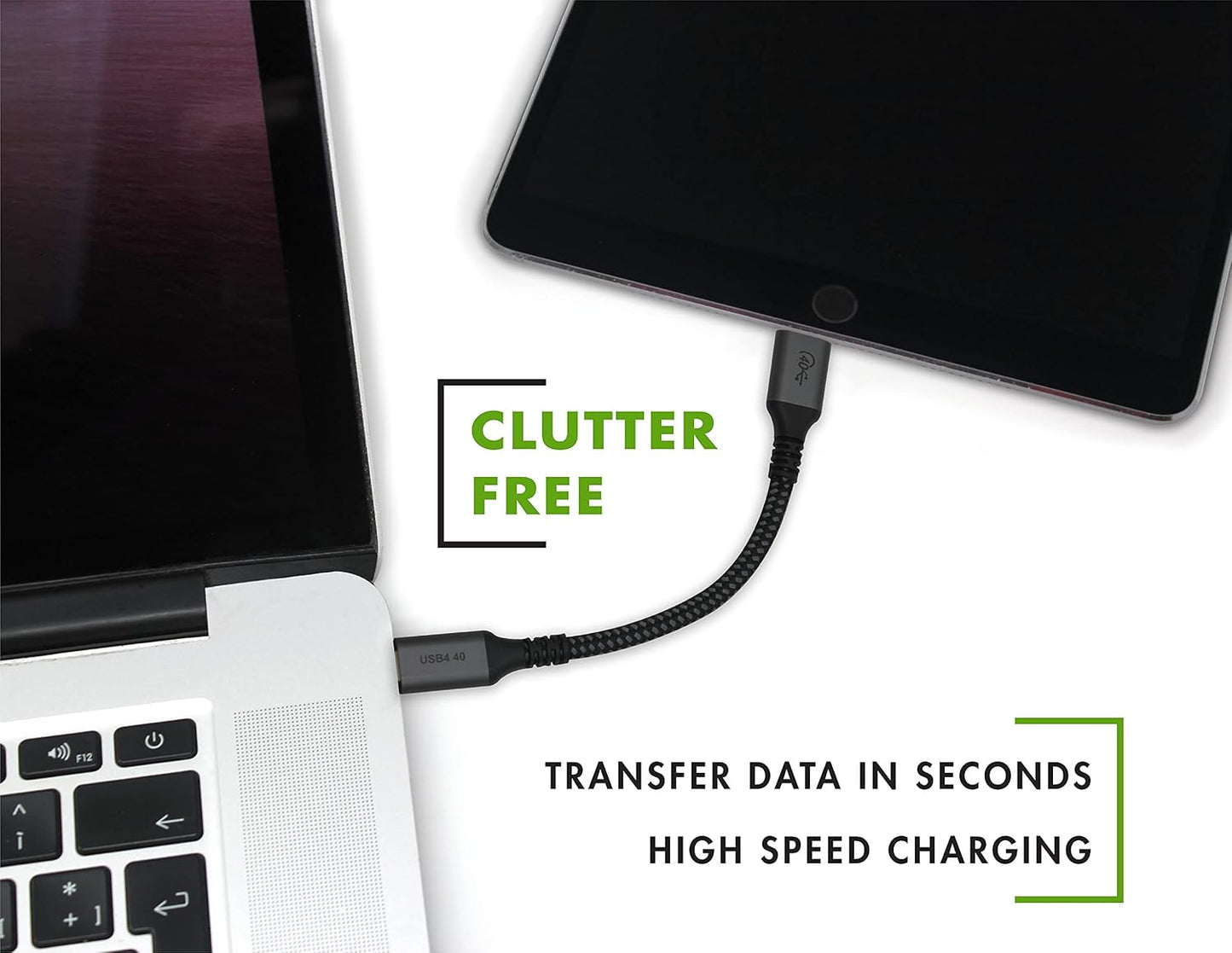 Vebner 6-Inch USB4 40Gbps 100W (20V, 5A) 3 (2-Pack) Extra Short Cable - Supports Charging - Compatible with Thunderbolt