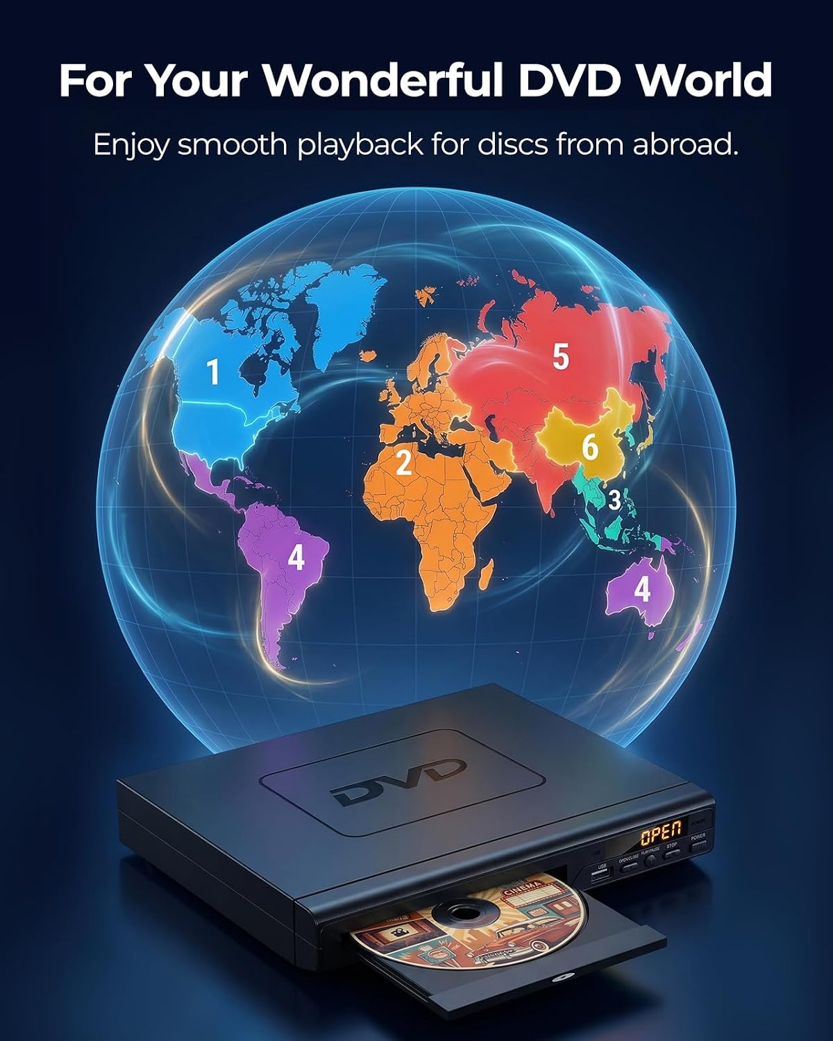 Electcom Pro DVD Players for TV with HDMI, DVD Players That Play All Regions, Simple DVD Player for Elderly, CD Player