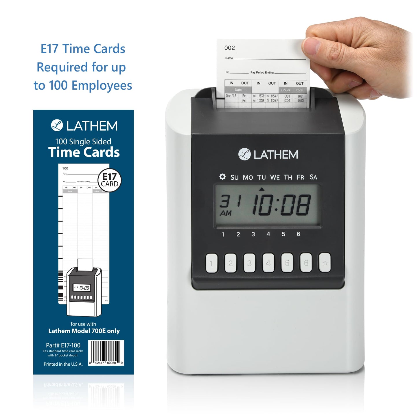 Lathem 700E Calculating Electronic Time Clock, Gray, 6.9" x 5.2" x 9.6"